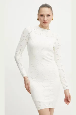 Guess Sukienka z domieszką jedwabiu ANNA kolor mini dopasowana 5RGK06 5857Z