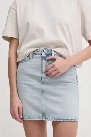 Calvin Klein Spódnica jeansowa kolor mini rozkloszowana J20J224534