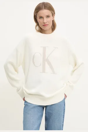 Calvin Klein Sweter bawełniany kolor ciepły J20J224799