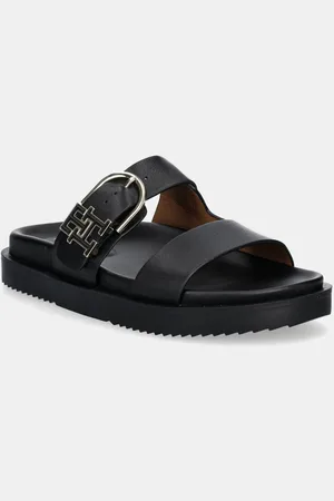 Tommy Hilfiger Klapki skórzane LEATHER SPORTY MULE damskie kolor FW0FW08512
