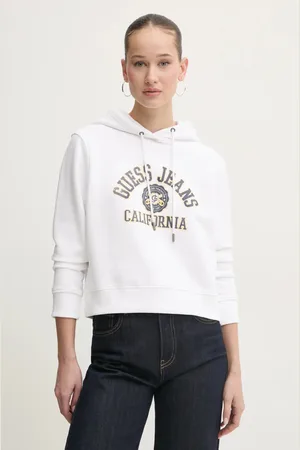 Guess Bluza bawełniana damska kolor z kapturem z nadrukiem W5RQ29 K68I4