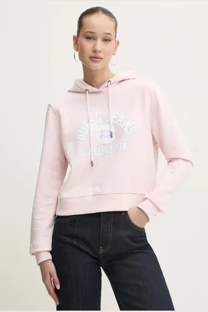 Guess Bluza bawełniana damska kolor z kapturem z nadrukiem W5RQ29 K68I4