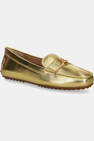 Ralph Lauren Mokasyny skórzane Barnsbury damskie kolor na płaskim obcasie 802959222001