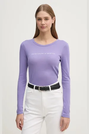 Benetton Longsleeve bawełniany kolor różowy 3GA2E16G0