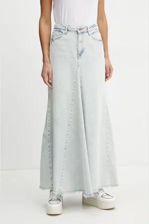 Guess Spódnica jeansowa PANELED kolor maxi rozkloszowana W5RD95 D5LQ1