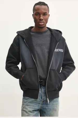 Purple Brand Bluza bawełniana HWT FLEECE ZIP FRONT HOODY męska kolor z kapturem z nadrukiem P460-HBGW125