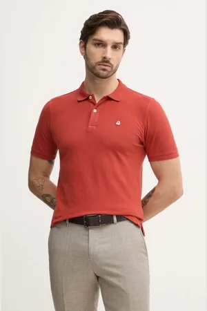 Benetton Polo męski kolor gładki 3WG9U301Z