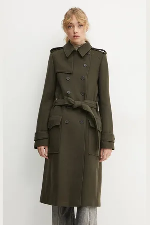 The Kooples Płaszcz wełniany kolor przejściowy dwurzędowy FTRE29003K