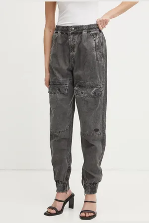 Diesel Spodnie bawełniane P-RIDE-Q3 TROUSERS kolor fason cargo high waist A17383.0NJBP