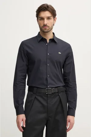 Lacoste Koszula bawełniana męska kolor slim z kołnierzykiem klasycznym CH5620