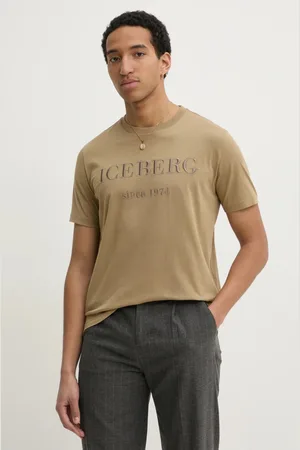 Iceberg T-shirt bawełniany męski z nadrukiem