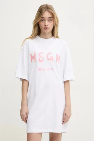 Msgm Sukienka bawełniana kolor mini prosta 3841MDA510.257002
