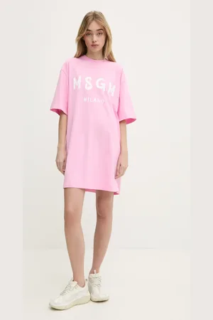 Msgm Sukienka bawełniana kolor mini oversize