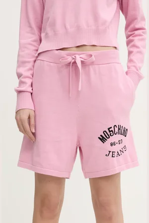 Moschino Szorty bawełniane kolor z nadrukiem high waist 0380 3201