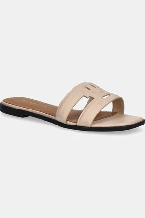 Tommy Hilfiger Klapki skórzane TH LOGO STRAP MULE damskie kolor FW0FW08671