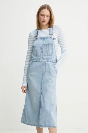 G-Star Sukienka jeansowa kolor midi prosta