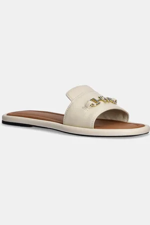 Tommy Hilfiger Klapki skórzane LEATHER HORSEBIT MULE damskie kolor FW0FW08420