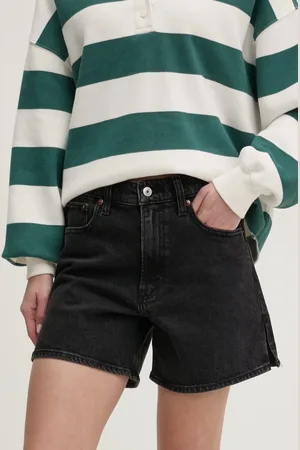 Abercrombie & Fitch Szorty jeansowe damskie kolor gładkie high waist KI149-5012