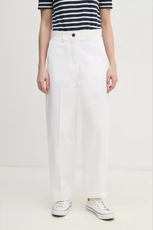 Tommy Hilfiger Spodnie bawełniane kolor proste high waist WW0WW45487
