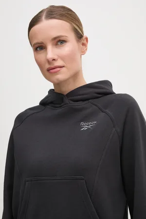 Reebok Bluza bawełniana damska kolor z kapturem gładka 100214101