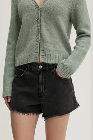 Abercrombie & Fitch Szorty jeansowe damskie kolor gładkie high waist KI149-5000