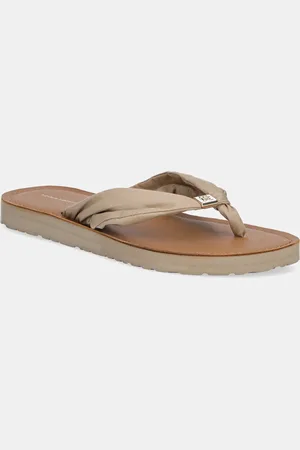 Tommy Hilfiger Japonki TH ELEVATED BEACH SANDAL damskie kolor na płaskim obcasie FW0FW06985