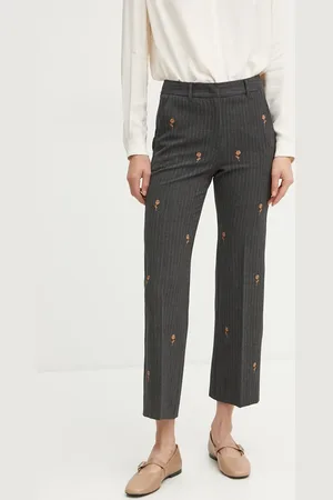 MARELLA Spodnie damskie kolor proste high waist 2423136251200