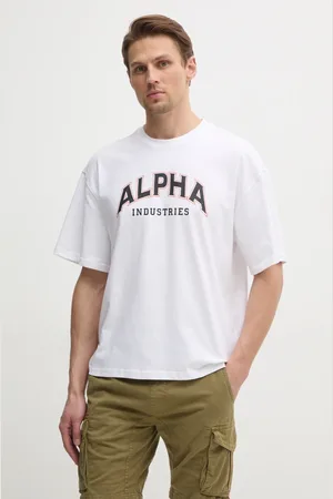 Alpha Industries T-shirt bawełniany College męski kolor z nadrukiem 146501