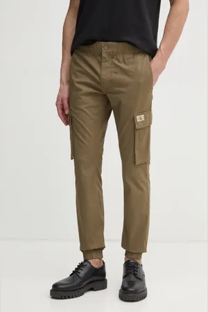 Calvin Klein Spodnie męskie kolor beżowy dopasowane J30J327614