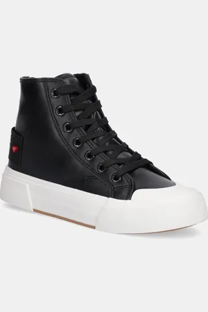 Moschino Trampki skórzane damskie kolor JA15022G1MIA0000
