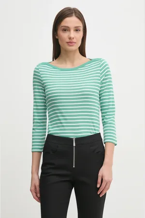 Benetton Longsleeve bawełniany kolor zielony 30YSD109W
