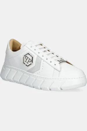 Philipp Plein Sneakersy skórzane Nappa Lo-Top Hexagon kolor USC0698 PLE075N 01