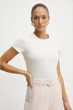 HUGO BOSS T-shirt bawełniany damski kolor biały 50534800