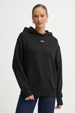 HUGO BOSS Bluza bawełniana damska kolor z kapturem z aplikacją 50534815