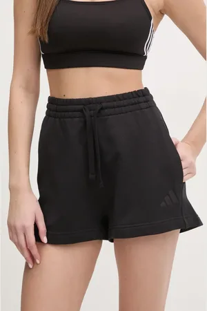 adidas Szorty bawełniane ALL SZN damskie kolor gładkie high waist JJ4920
