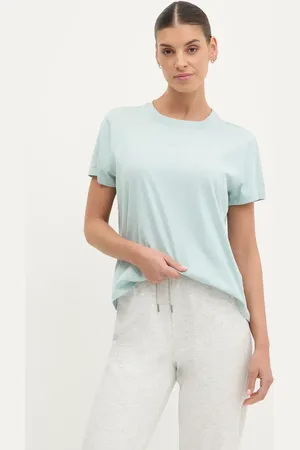 DKNY T-shirt bawełniany damski kolor niebieski DP5T9994