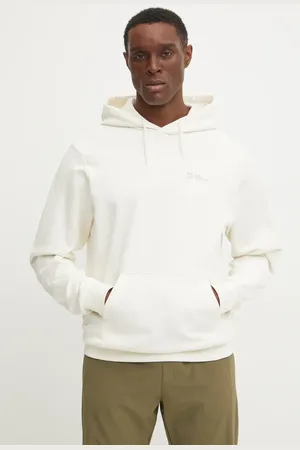Jack Wolfskin Bluza bawełniana Essential męska kolor z kapturem z nadrukiem A63872