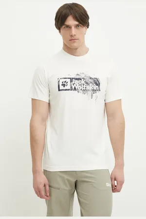 Jack Wolfskin T-shirt Brand męski kolor z nadrukiem A64116