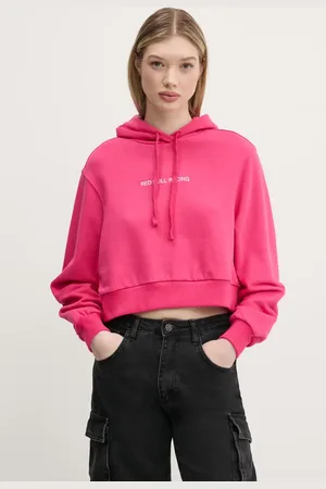 Pepe Jeans Bluza CROPPED LOGO HOODY damska kolor z kapturem z aplikacją RL580008
