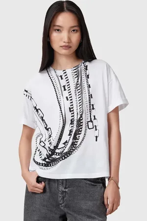 AllSaints Bluzka bawełniana METALLO damska kolor z nadrukiem W039JC