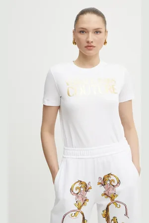 VERSACE T-shirt bawełniany damski kolor 78HAHT01 CJ00T