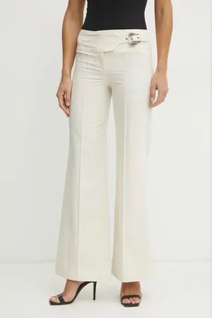 VERSACE Spodnie bawełniane damskie kolor dzwony high waist 78HAA104 N0439