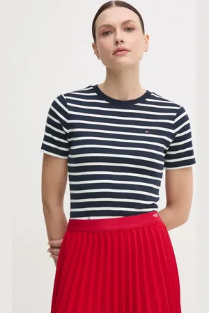 Tommy Hilfiger T-shirt bawełniany damski kolor niebieski WW0WW40587