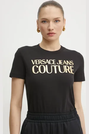 VERSACE T-shirt bawełniany damski kolor 78HAHT01 CJ00T