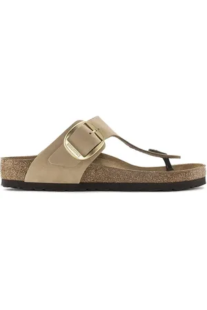 Birkenstock Japonki nubukowe Gizeh Big Buckle damskie kolor na płaskim obcasie 1023966