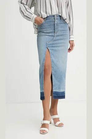 Pinko Spódnica jeansowa kolor maxi prosta 104628 A2EA