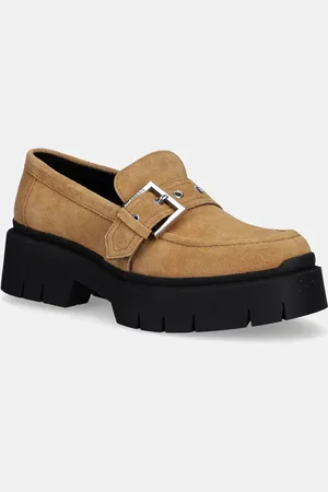 HUGO BOSS Mokasyny zamszowe Kris damskie kolor na platformie 50541731