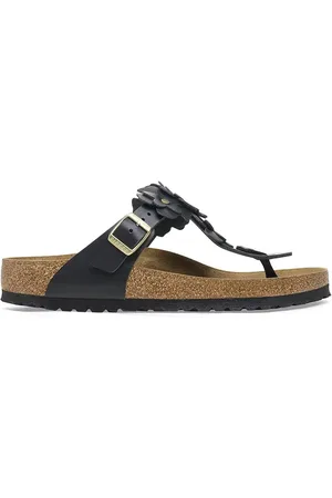Birkenstock Japonki skórzane Gizeh Flowers damskie kolor na płaskim obcasie 1026719