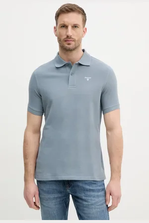 Barbour Polo bawełniane kolor turkusowy gładki