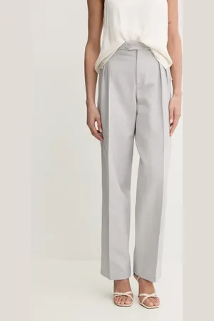 Twin-Set Spodnie z domieszką lnu damskie kolor fason chinos high waist 251TP2763
